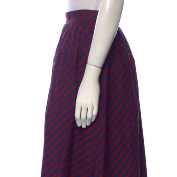 Tory Burch Spring 2022 Burgundy/Blue Striped Poplin Maxi Skirt XS (Orig. $599) - Picture 4 of 10